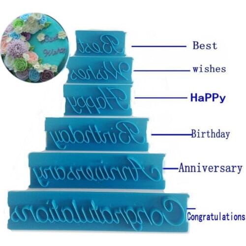 6pcs/set Letters Plastic Cookie Cutter Cake Mold Biscuit Stamp Fondant Cake Decorating Tools Happy Birthday Best Wishes E656