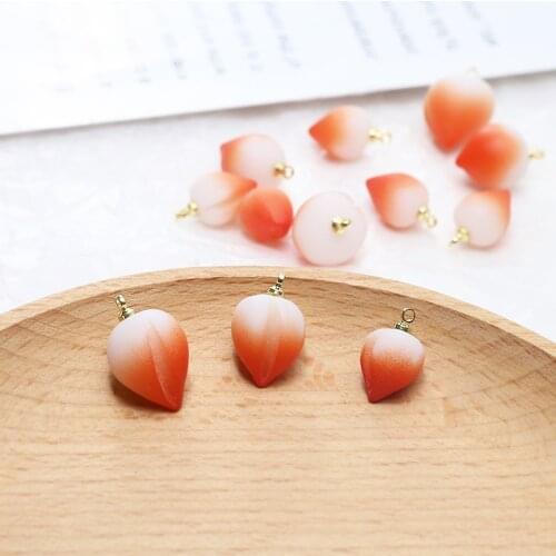6pcs Sweet Fashion Fruit Earrings Simulation cute girl peach peach resin pendant jewelry accessories necklace bracelet material