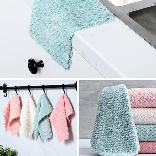 Nonstick Towel Dish Kitchen Cleaning Towels Car Washing Cloth Oil Coral Hanging Duster Home Cleaning Coral Velvet Kitchen Duster
