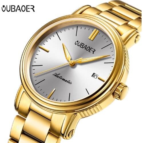 Oubaoer Automatic Mechanical Men Watches Stainless Steel Skeleton Clock Top Brand Luxury New Sport Military Male Wristwatch 2023