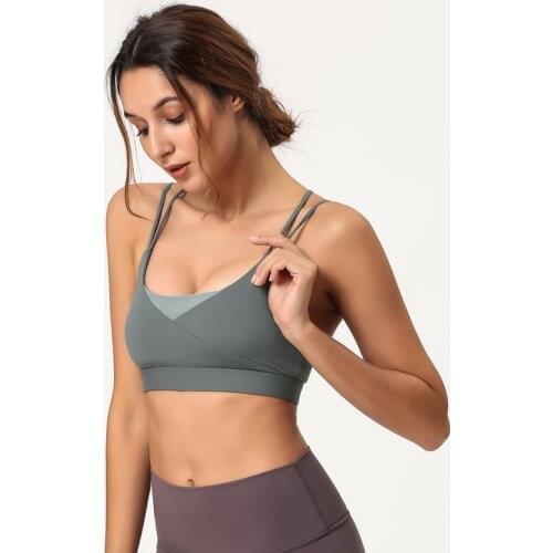 Cross Back Thin Straps Yoga Bra Top For Women Fitness Gym High Impact Sport Bra Plus Size Back Closure Adjustable Running Bra