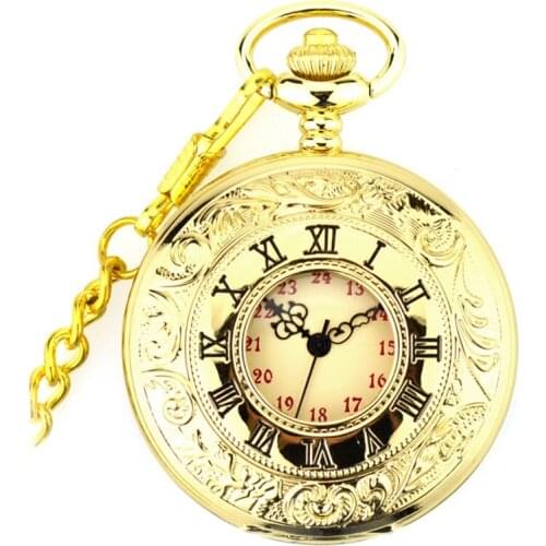 Fob Watch Vintage Men Fashion Roman Numerals Skeleton Head Quartz Alloy Steampunk Pocket Watch Man Necklace Pendant with Chain