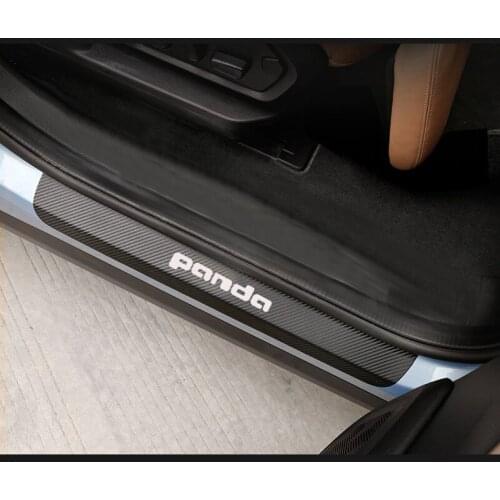 For Fiat Panda Door Threshold Plate Car Door Sill Step Plate Carbon Fiber Pu leather Car-Styling