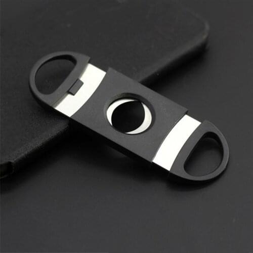 Pocket Plastic Stainless Steel Double Blades Cigar Cutter Knife Scissors Tobacco Black New