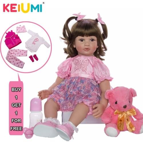 KEIUMI Hot Sale 24 Inch Baby Reborn Silicone Toddler Realistic Princess Reborn Baby Dolls 60 cm Girl Childrens Day Playmates