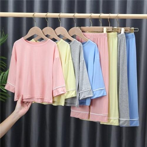 New Spring Fall Cotton Kids Pajamas Children Clothes 2 Pcs Set Solid Long Sleeve Tops+trousers Casual Home Baby Sleepwear 2-7Y