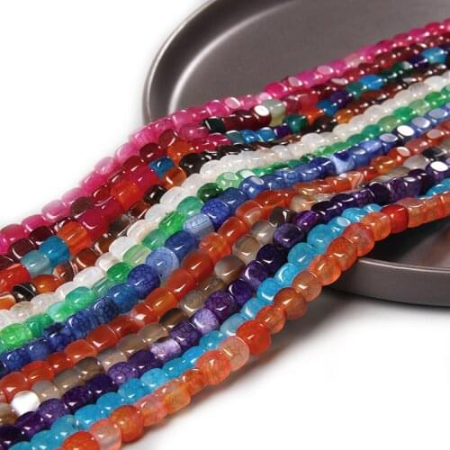 6-8mm Colorful Square Agates Cube Beads Loose Spacer Beads For Jewelry Making DIY Craft Necklace Bracelet Ear Studs Accessories