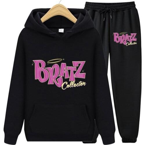 Fashion Autumn Winter Oversized 2 Piece Set Tracksuit Women Suit Bratz Print Hoodies Casual Sweatshirts Korean Jogging Pants