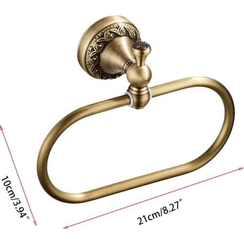 K1KA Wall Mounted Brass Towel Ring Antique Retro Oval Towel Holder Rustproof and Durable Classic Bathroom Accessories