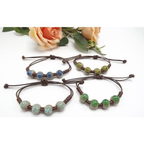 Delicate Ethnic Style High Quality Original Ceramic Beads Bracelet Adjustable Handmade Porcelain Beads Rope #1780