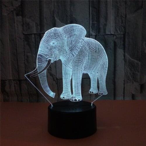 Night Lights Ivory Elephant 3D LED Night Lights Novelty LED Animal Lamp 7 Colorful Changing LED Touch Table Lamp Birthday Gift
