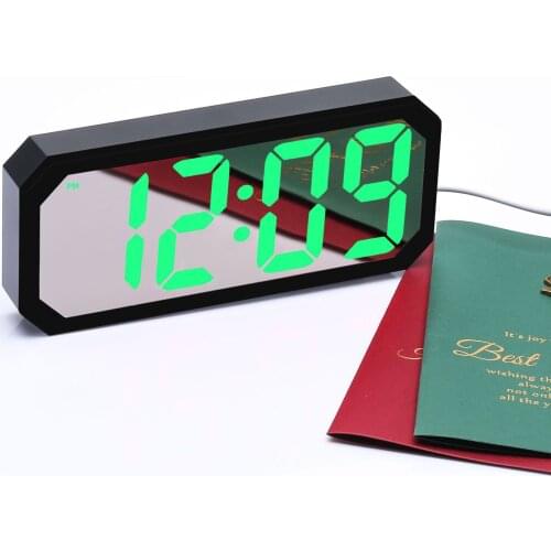 New product creativity multi function large screen electronic clock silent led mirror alarm clock simple bedside clock 6606