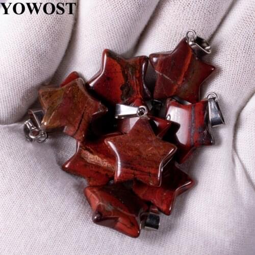 Wholesale 10Pcs/Lot Fashion Assorted Natural Stone Jasper Dangle Star Beads Charms Pendants For Jewelry Making QV0004