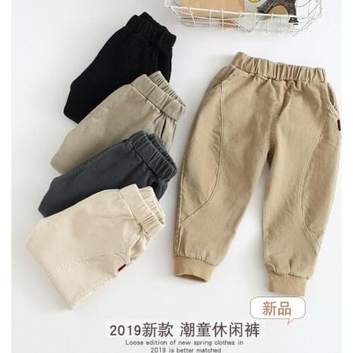 Boys Pants 2019 New Childrens Clothing Spring Autumn Baby Trousers Korean Childrens Autumn and Winter Plus Velvet Warm Pants