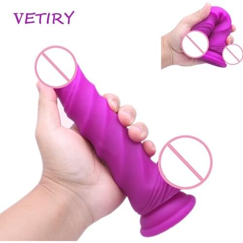 VETIRY Silicone Dildo Adult Sex Toys For Women Vagina Massager Artificial Penis Female Masturbators Anal Plug With Sucker