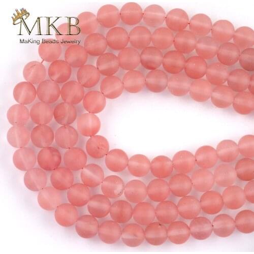 Dull Polish Watermelon Crystal Natural Stone Round Beads For Jewelry Making Spacer Loose Beads 4mm-12mm Diy Bracelet Strand 15"