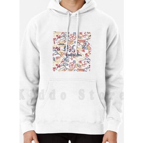 Japanese Graffiti hoodies long sleeve Japan Japanese Wave Sakura Dragon Graffiti Koi Gate Torii Shinto Shrine Red