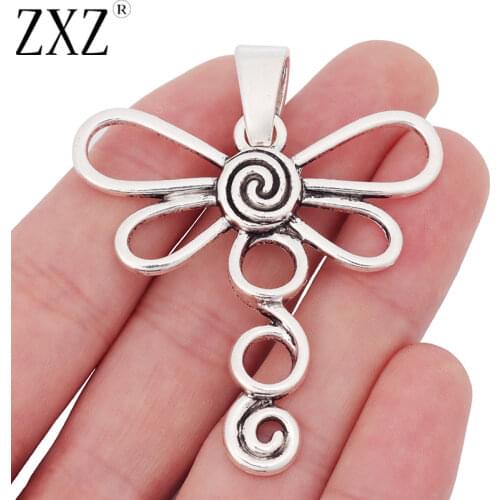 ZXZ 5pcs Large Dragonfly Insect Charms Pendants for Necklace Jewelry Making Findings 61x50mm