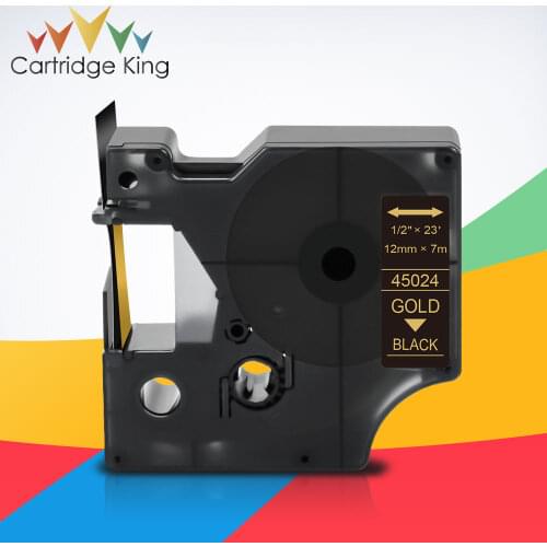 1pcs Compatible Dymo D1 12mm Tapes 45010 45013 Ribbon cassette for Dymo Label Manager LM 160 280 Label Maker Gold on Black 45024