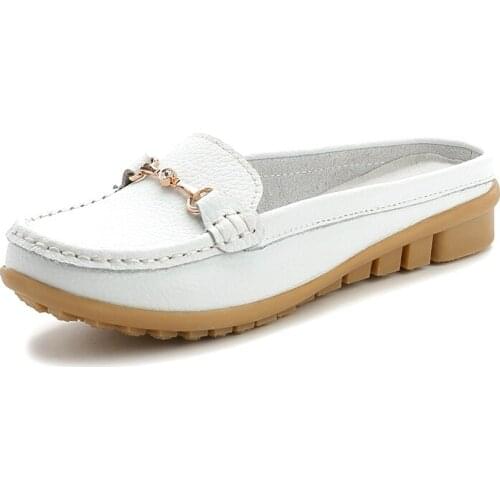 2021 Fashion Women Wear Flat Spring and Autumn Half Bag Slippers Women Baotou Slippers Casual Beach Shoes Fashion Lazy One Pedal