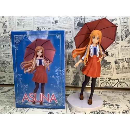 22cm Sword Art Online Figure Toy Yuuki Asuna with Umbrella Anime Sexy Beauty PVC Action Figure Collectible Model Toys