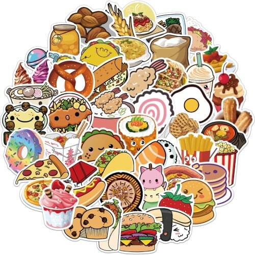 25/50PCS Cartoon Food Graffiti Stickers Skateboard Fridge Guitar Motorcycle Luggage DIY Classic Toy Sticker Decal for Kid