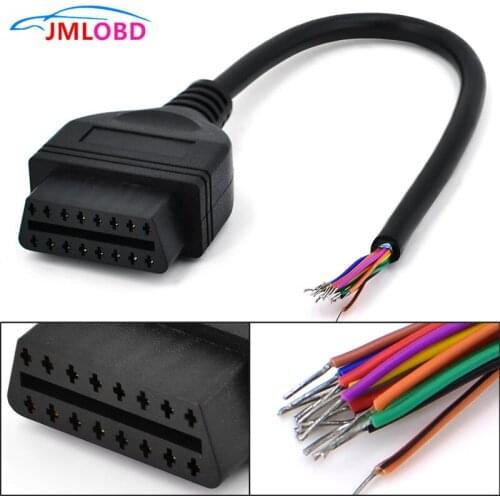 30cm OBD2 16Pin Female Extension Opening Cable Car Diagnostic-tool cable Interface Connector OBD II Female Converter