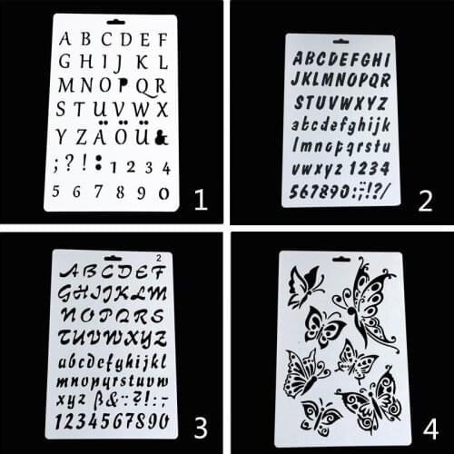 4pc Letters Painting Template Bullet Journal Stencils DIY Lace Drawing Mold Graffiti For Decor Office School Supplies Reusable