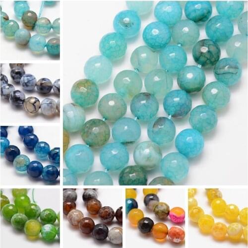 5Strands 10mm Dyed Natural AgateStone Stone Jewelry Making DIY Loose Round Bead Strand, Faceted, about 37pcs/strand, 15" F70