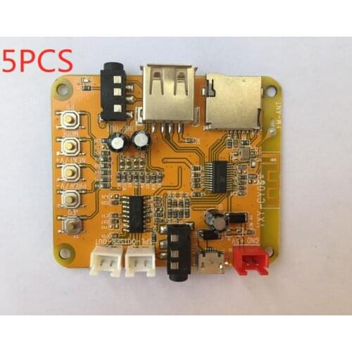 5PCS 5w*2 power amplifier with input and output support FM MP3 WMA WAV FLAC APE Bluetooth 4.2 audio decoder board