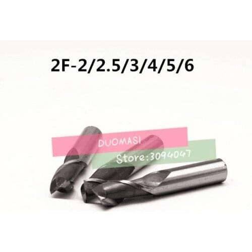 6pcs/set 2 Flutes 2-6MM End Mill Diameter 2.0/2.5/3.0/4.0/5.0/6.0 Router Bit Set Straight Shank Milling Cutter CNC Tools