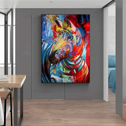 Abstract Zebra Graffiti Art Canvas Paintings on the Wall Art Posters And Prints Street Art Colorful Animal Picture For Kids Room