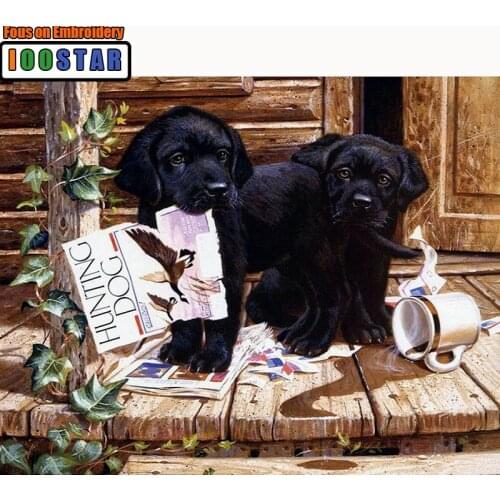 Diy Diamond Painting Cross Stitch Kits 5d Diamond Embroidery black dogs pattern full square rhinestone Mosaic animal Pictures