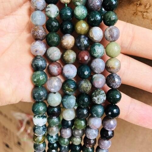 Natural Indian Agat e Beads, Faceted Stone Beads 4mm 6mm 8mm 10mm 12mm Loose Gem Stone Jewelry beads,1of 15"strand