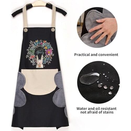 Household Kitchen Apron Female Waterproof Oil Resistant Waist MENS Overalls Fabric Bib With Pocket Home Cleaning Tool