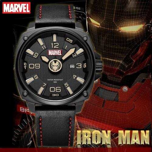 Disney Official Marvel The Avengers Captain America Spider Iron Man Clock Male Watch Quartz WristWatch New Relogio Masculino