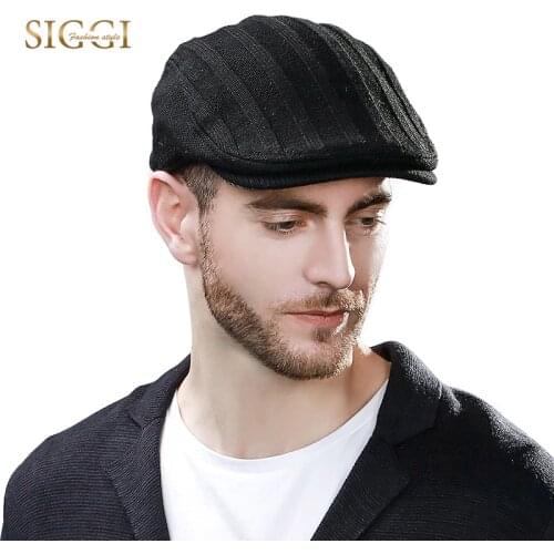 FANCET Winter Men Wool Visor Duckbill Hats Solid Acrylic Knitted Soft Warm Newsboy Caps Unisex Casual Visor Hats Clearance 69148