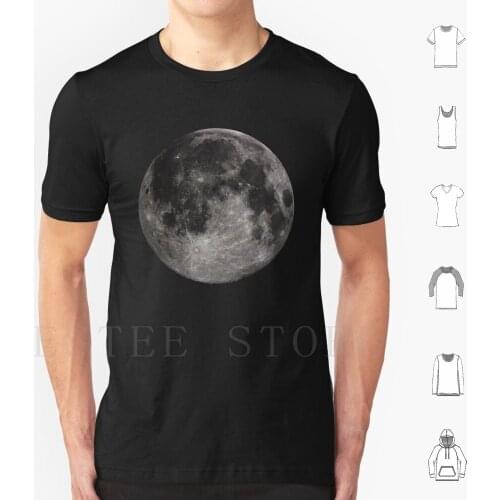 The Moon T Shirt Cotton Men DIY Print Moon The Moon Planet White Brown Black Grey Round Astronomy Science Solar System Universe