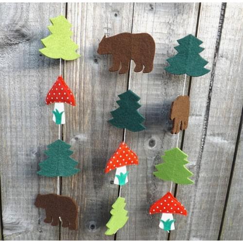 Squirrel mushroom nursery room felt Garlands buntings Christening wedding birthday bridal baby shower Church decor banners