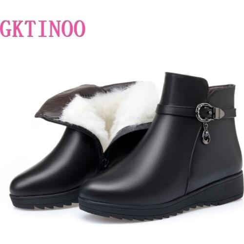 GKTINOO Fashion Winter Shoes Woman Warm Plush Wool Ankle Boots Flat Non-slip Wedges Warm Winter Boots Women Snow Boots Plus Size