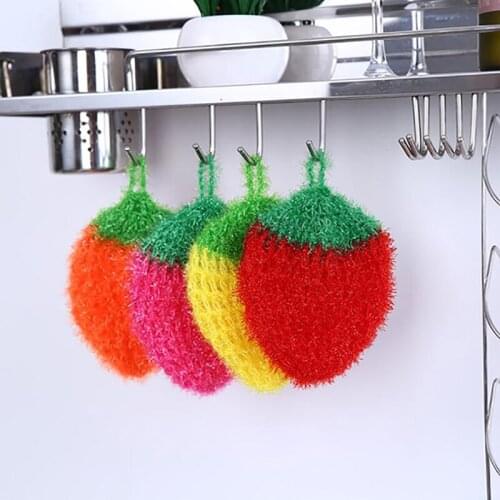 Fruit Dish Scrubber Sponge Clean Non-scratch Strawberry Home Kitchen Tool Bowl Pan Washing Cleaning Cloth Scouring Tableware