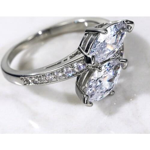 Huitan New Trendy Bridal Wedding Engagement Party Finger Rings Silver Color AAA Marquise Cubic Zircon Women Jewelry Brand Luxury