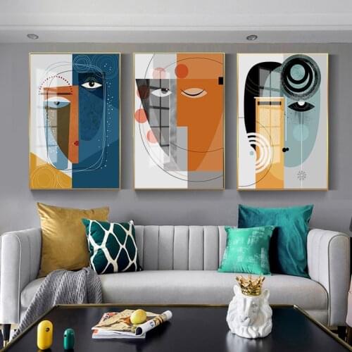 Simple Nordic Picasso abstract geometric lines, figures, light luxury porch decoration picture painting core ink-printing