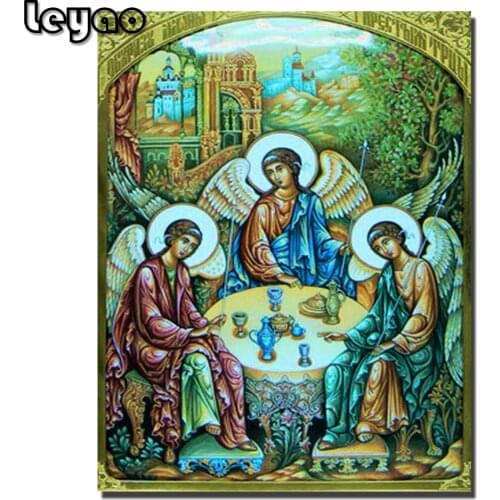 Puzzle Icon Trinity 5D DIY Diamond Painting Religion Rhinestones Full Round Diamond Embroidery Cross Stitch Mosaic Handmade Gift