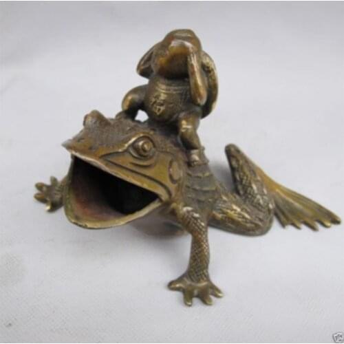 Chinese Bronze Statue - Frog & Kid