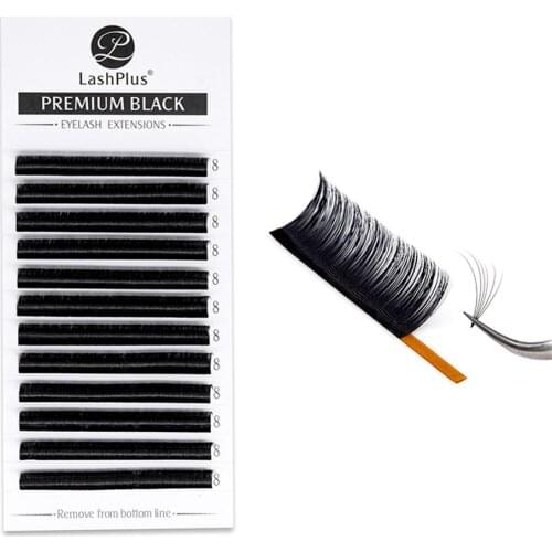 LASHPLUS 12Lines/Tray easy fan Curl Eyelash Extension All Length Silk Volume Eye Lashes Makeup Natural Lashes