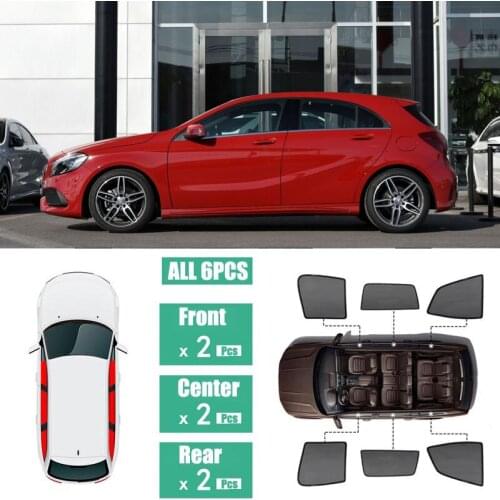 Side Windows Magnetic Sun Shade UV Protection Ray Blocking Mesh Visor Fit For Mercedes Benz A Class Hatachback 2013-18