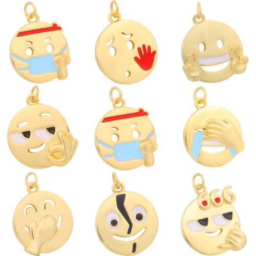 Cute WeChat emoticons Pendants Gold Copper Charms Pendant For DIY Earrings Makings Jewelry Accessories