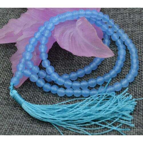 Natural 6mm stone Buddhist Aquamarine 108 Prayer Beads Mala Bracelet Necklace AA jade Jewelry crystal