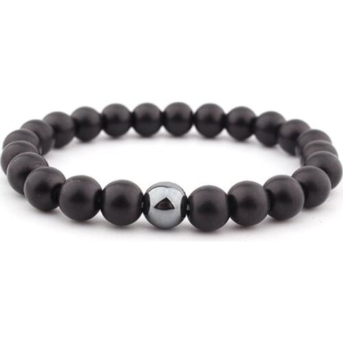 Natural Black Frosted Stone Bead Bracelet Accessories